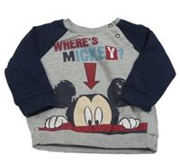 Šedo-tmavomodrá mikina s Mickeym Disney