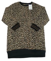 Nové - Hnědé třpytivé šaty s leopardím vzorem Next