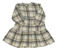 Světlešedo-šedo-hnědé kostkované úpletové šaty Primark