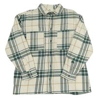 Smetanovo-zeleno-béžová kostkovaná košilová bunda H&M