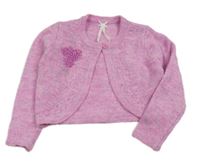 Růžové melírované svetrové bolerko s korálky Next