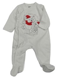 Bílý vzorovaný sametový overal s Púem a Prasátkem C&A