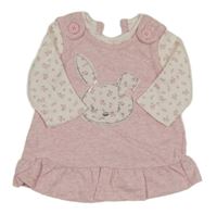 Růžovo-bílá tepláková tunika s králíkem a květy George