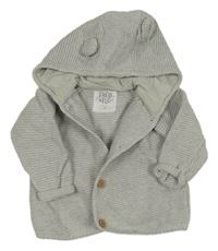 Světlešedý propínací svetr s kapucí s oušky F&F