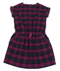 Vínovo-černo-tmavozelené kostkované šaty Benetton