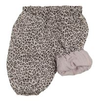 Světlerůžové manšestrové podšité kalhoty s leopardím vzorem