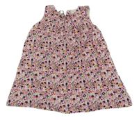 Bílo-růžovo-fialové květované manšestrové šaty H&M