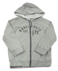 Šedo-bílá pruhovaná propínací mikina s nápisem a kapucí Topolino