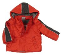 Červeno-antracitová šusťáková zateplená bunda s kapucí Ladybird