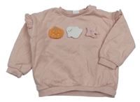 Růžová mikina s dýní a duchy F&F