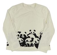 Smetanové triko s pandami Shein