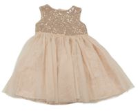 Růžové flitrovo/tylové slavnostní šaty Primark