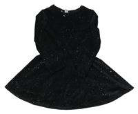 Černé třpytivé plyšové šaty Tu