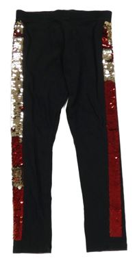 Černé legíny s překlápěcími flitry Disney