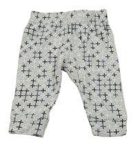 Šedé melírované vzorované lehké tepláky Pekkle