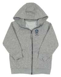 Šedá melírovaná propínací mikina se zeměkoulí a kapucí Dunnes