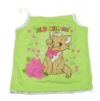 Limetkový top s kočkou