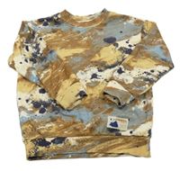 Hnědo-modrá batikovaná mikina H&M