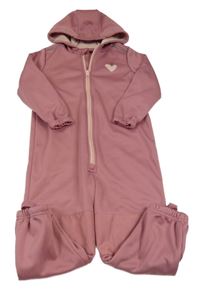 Starorůžová softshellová kombinéza se srdcem a kapucí lupilu
