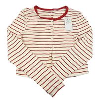 Nové - Smetanovo-červené pruhované propínací crop triko Primark