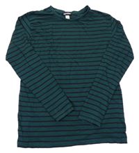 Tmavozeleno-černé pruhované triko Bonprix