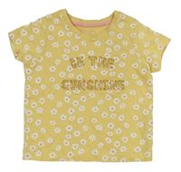 Žluté květované tričko s nápisem Primark