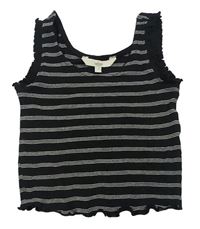 Černo-bílý pruhovaný žebrovaný crop top E-Vie