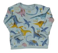 Světlemodré žebrované triko s dinosaury Next