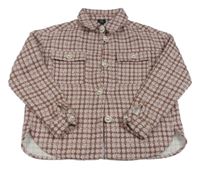Starorůžovo-vínová vzorovaná košilová bunda s flitry zn. River Island