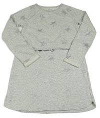 Šedé melírované teplákové šaty s hvězdami a páskem H&M