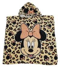 Béžovo-černé froté osuškové pončo s Minnie a kapucí Disney