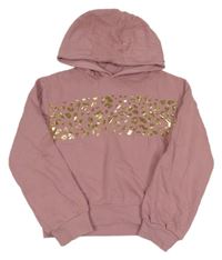 Starorůžová mikina se zlatým vzorem a kapucí zn. John Lewis
