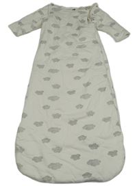 Bílý zateplený spací pytel s mraky a odepínacími rukávy 