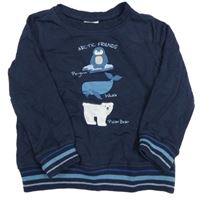 Tmavomodrá lehká mikina se zvířaty Pocopiano