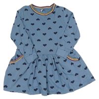 Modré teplákové šaty se srdíčky Yigga