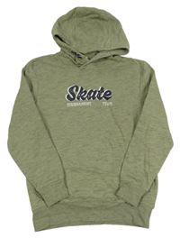 Khaki melírovaná mikina s nápisem a kapucí Yigga