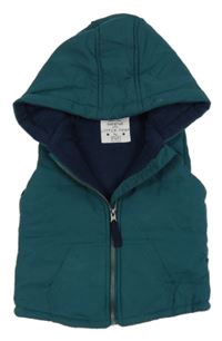 Tmavozelená šusťáková zateplená vesta s kapucí F&F