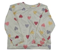 Bílá mikina s barevnými srdíčky shein