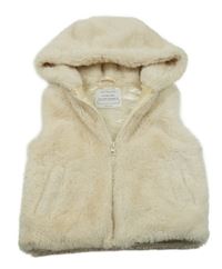 Smetanová kožešinová podšitá vesta s kapucí Primark