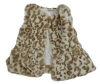 Bílo-hnědá vzorovaná kožešinová podšitá vesta River Island