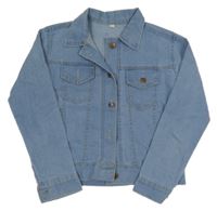 Světlemodrá crop lehká riflová bunda s kapsami 