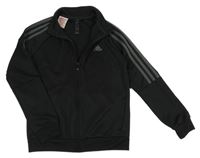 Černá sportovní funkční propínací mikina s pruhy a logem Adidas