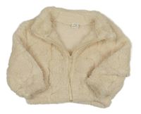 Smetanová chlupatá propínací mikina shein