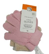 Nové - 2x rukavice - růžové + zlaté třpytivé Primark