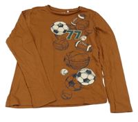 Hnědé triko s míči Name it