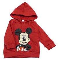 Červená mikina s Mickeym a kapucí 