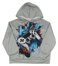 Šedá mikina s ovladačem a kapucí shein