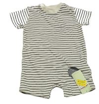 Nové - smetanovo-šedý pruhovaný kraťasový overal M&S