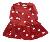 Červené sametové šaty se srdíčky Lindex