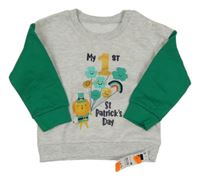 Nové - šedo-zelená mikina s číslem a nápisem dunnes